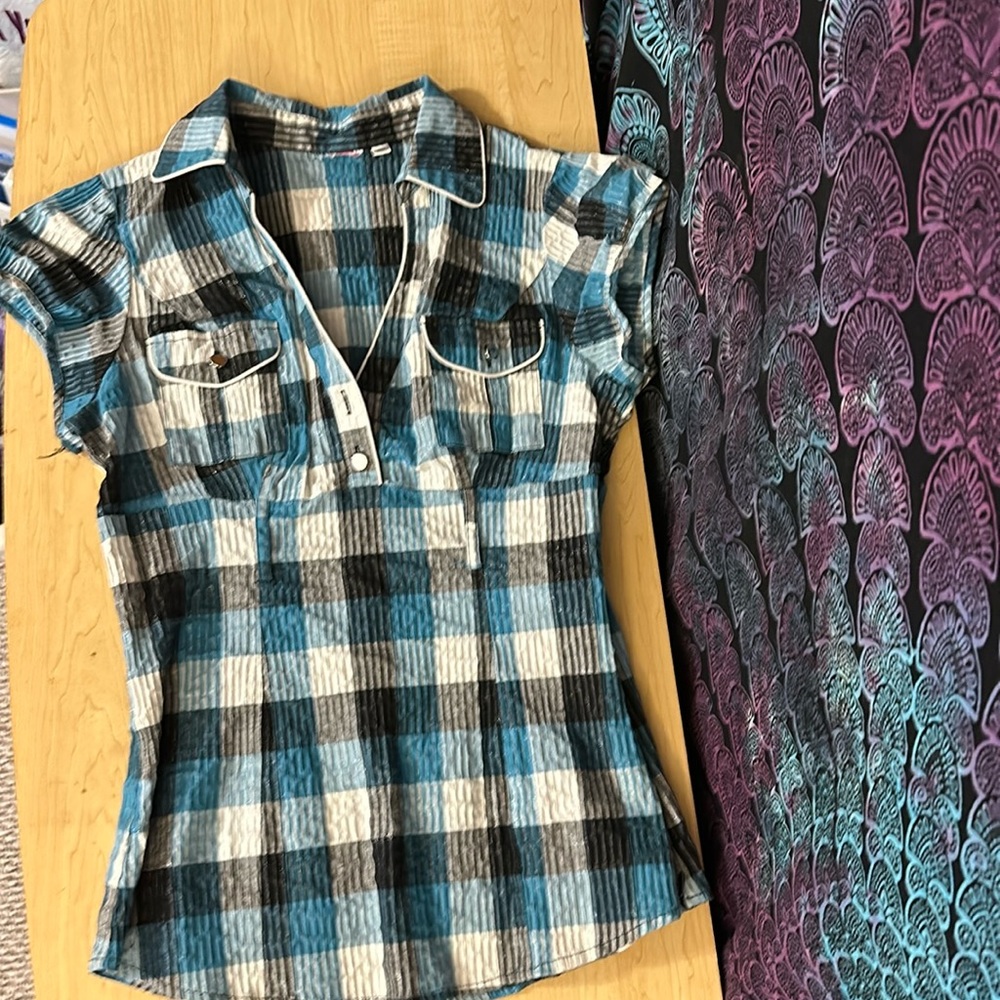 Blue business casual top
